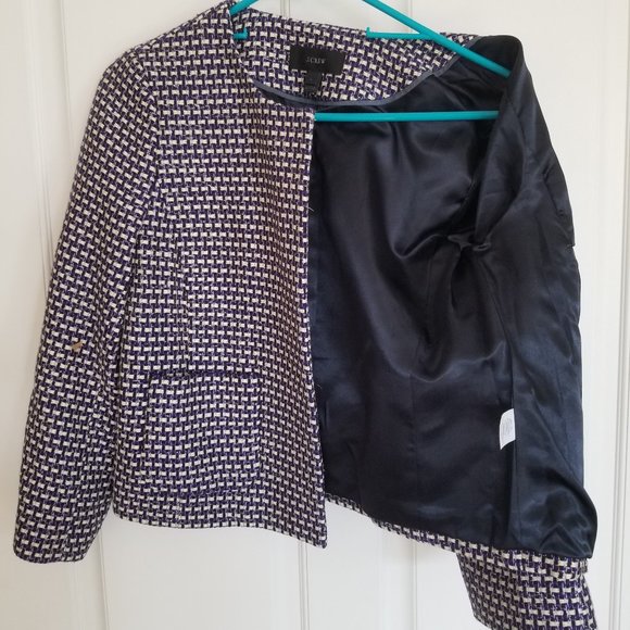 J. Crew Metallic Tweed Navy Blazer - Picture 3 of 8